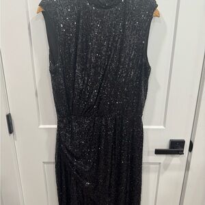 Express Sparkling Black Midi Dress